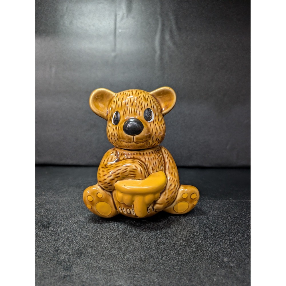 Honey Bear Ceramic Honey Jar Pot, Vintage Taiwan Bear Figural‎ Condiments, Decor